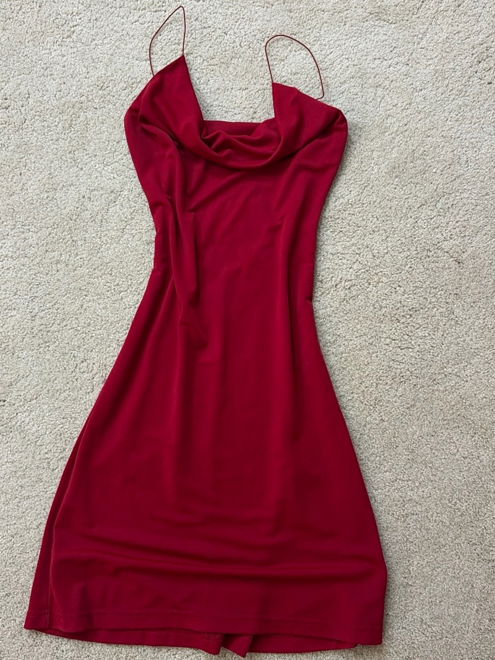 Red Cowl Neck Slip Dress